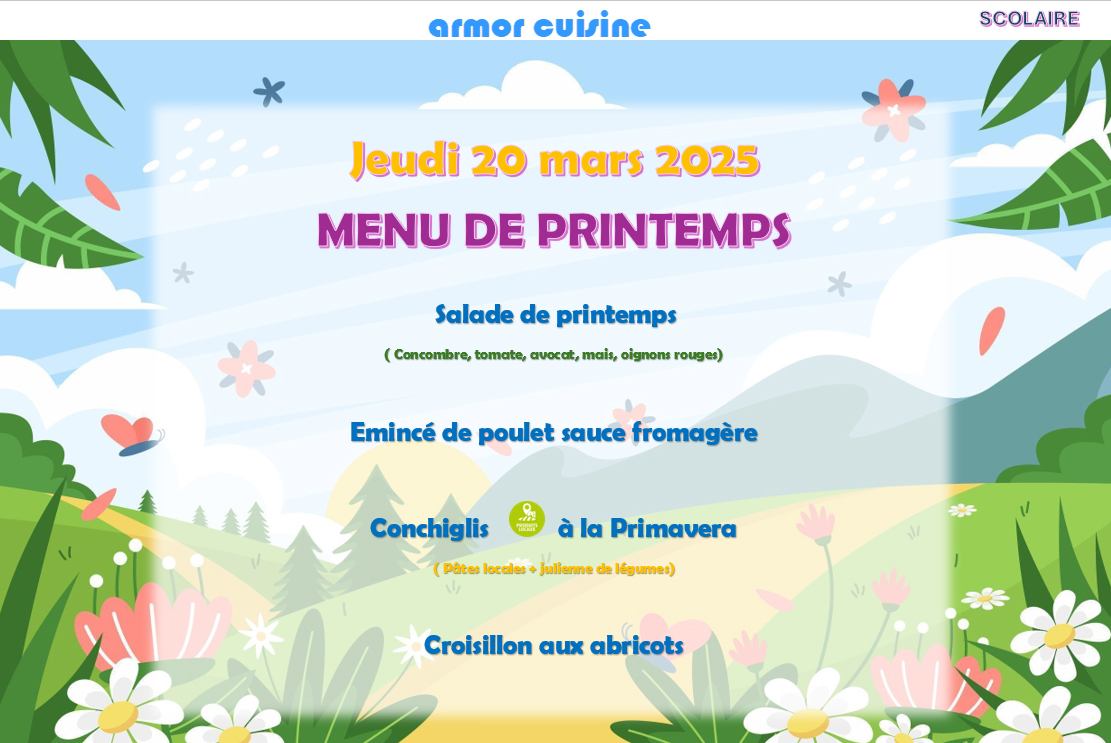 jeudi 20 mars 2025 menu de printemps